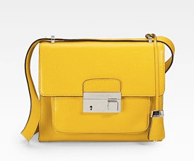 Michael Kors Gia Flap Leather Shoulder Bag in Daffodil