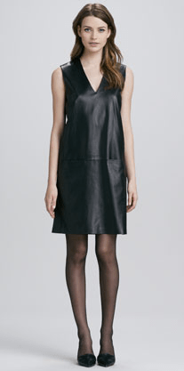 Vince Leather V-Neck Dress