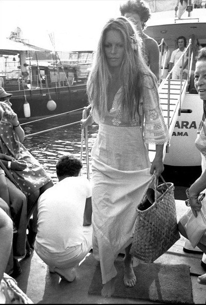 Brigitte Bardot white lace dress